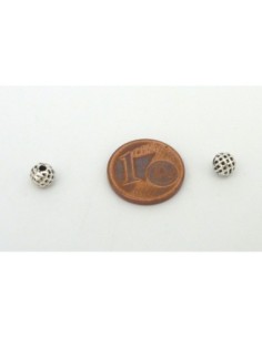 50 Perles ronde 5mm gravé de points en métal argenté 2