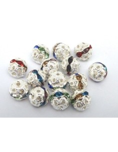 R-5 Perles ronde filigrane 8mm serti de strass...