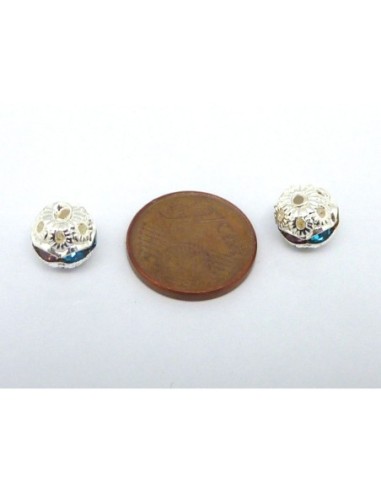 R-5 Perles ronde filigrane 8mm serti de strass...