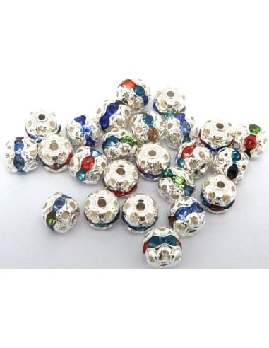 R-5 Perles ronde filigrane 6mm serti de strass...