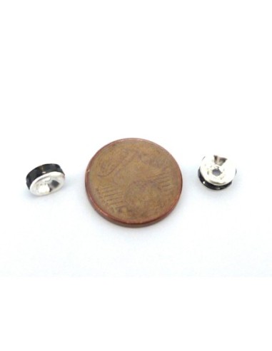 R-10 Perles rondelle strass noir 6mm...