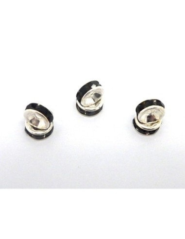 R-10 Perles rondelle strass noir 6mm...