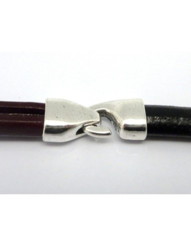 Fermoir crochet en métal argenté pour cuir