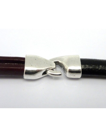 Fermoir crochet en métal argenté pour cuir