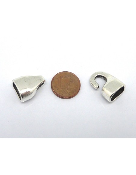 Fermoir crochet en métal argenté pour cuir