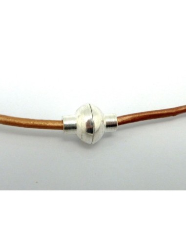 Fermoir aimanté sphère 7,9mm en métal argenté brillant blanc pour cordon de 1,5mm