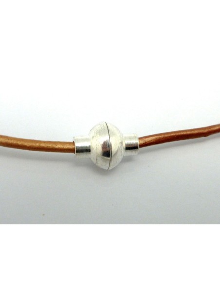 Fermoir aimanté sphère 7,9mm en métal argenté brillant blanc pour cordon de 1,5mm