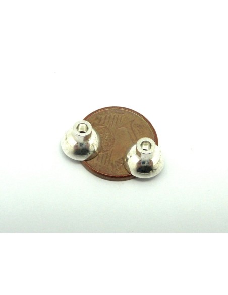Fermoir aimanté sphère 7,9mm en métal argenté brillant blanc pour cordon de 1,5mm