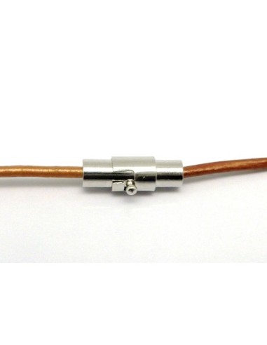 Fermoir aimanté embout rond pour fil cordon de 1,5mm en métal argenté
