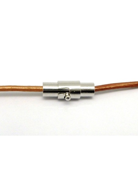 Fermoir aimanté embout rond pour fil cordon de 1,5mm en métal argenté