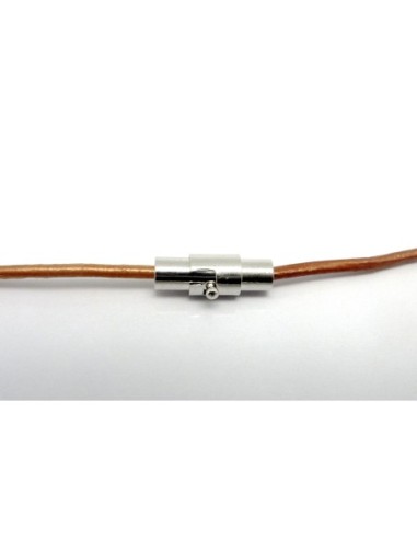 Fermoir aimanté embout rond pour fil cordon de 1,5mm en métal argenté