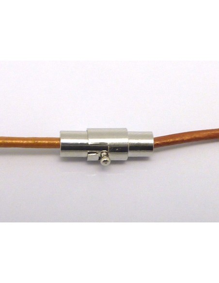 Fermoir aimanté embout rond pour fil cordon de 1,5mm en métal argenté