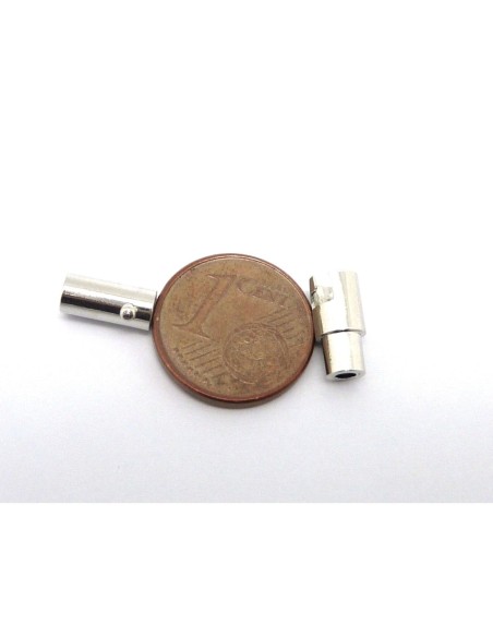 R-Lot de 5 Fermoirs aimanté embout rond pour fil cordon de 1,5mm en métal argenté
