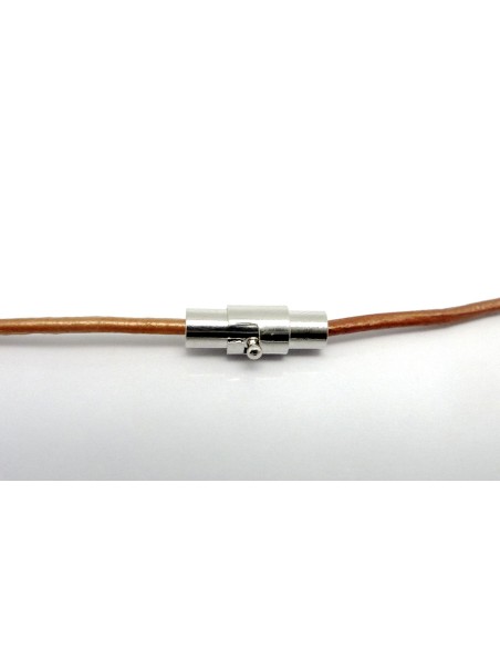 R-Lot de 5 Fermoirs aimanté embout rond pour fil cordon de 1,5mm en métal argenté