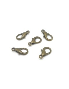 5 Fermoirs mousqueton 16mm en métal couleur bronze