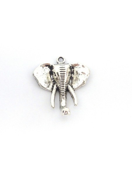 2 Pendentifs éléphant 33mm en métal argenté