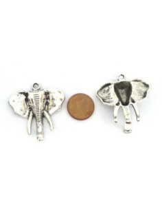 2 Pendentifs éléphant 33mm en métal argenté 2