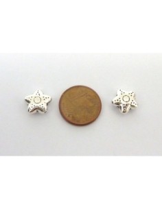 R-10 Perles étoile 10,2mm en métal argenté gravé de points 2