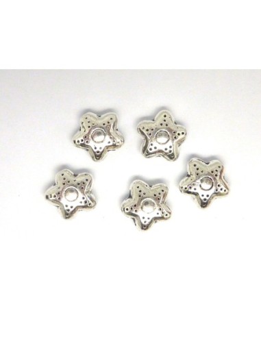 R-10 Perles étoile 10,2mm en métal argenté...