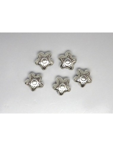 R-10 Perles étoile 10,2mm en métal argenté...