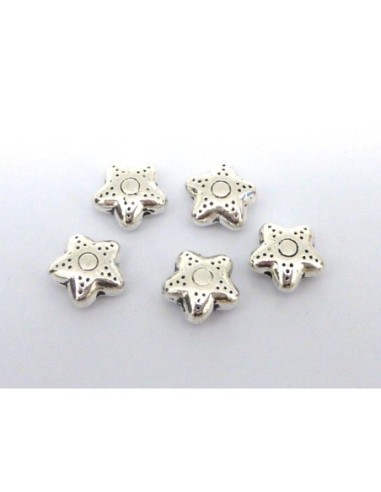 R-10 Perles étoile 10,2mm en métal argenté...