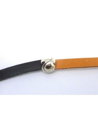 Fermoir aimanté  pour lanière de 8mm en métal argenté