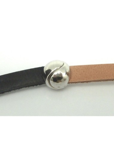 Fermoir aimanté  pour lanière de 8mm en métal argenté