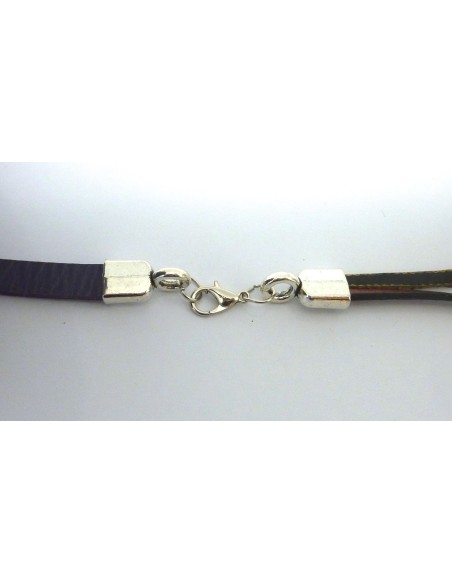 R-Fermoir mousqueton avec embout pour lanière de 6mm en métal argenté