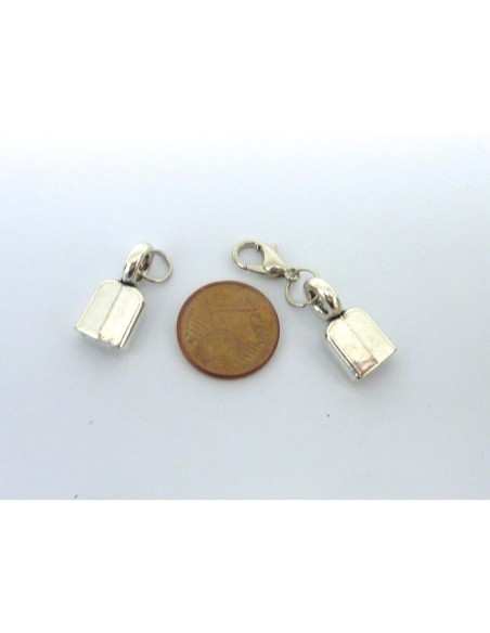 R-Fermoir mousqueton avec embout pour lanière de 6mm en métal argenté