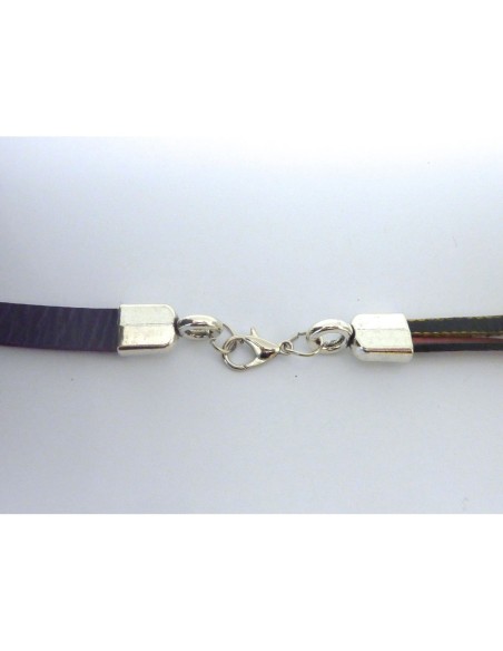 R-Fermoir mousqueton avec embout pour lanière de 6mm en métal argenté