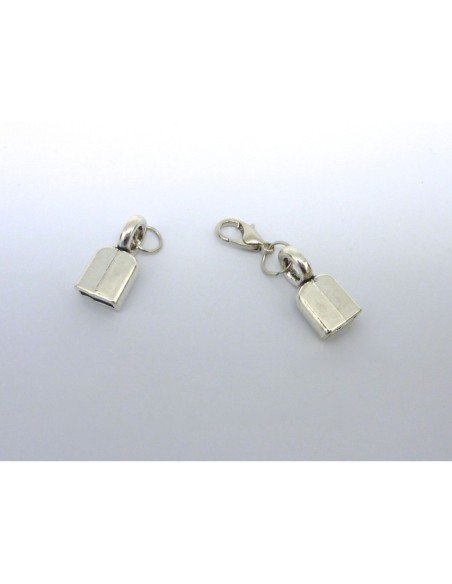 R-Fermoir mousqueton avec embout pour lanière de 6mm en métal argenté