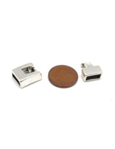 Fermoir T embout pour lanière de 8,4mm x 3,2mm en métal argenté 2