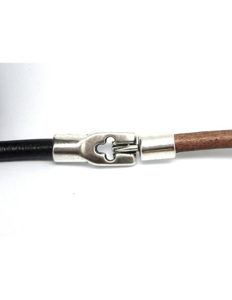 Fermoir crochet argenté pour cordon de 5mm