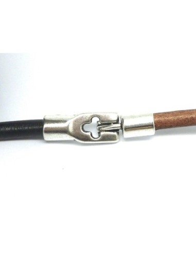 Fermoir argenté pour cuir de 5mm