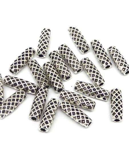 Perle tube 13mm en métal argenté