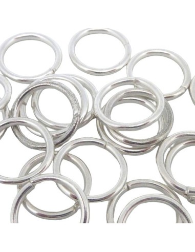 Anneau ouvert 12mm en métal argenté blanc