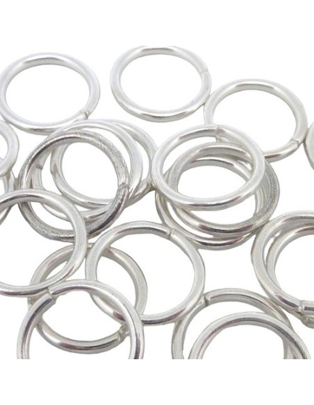 Anneau ouvert 12mm en métal argenté blanc