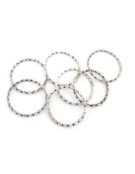 R-10 Anneaux connecteur fin travaillé 27mm en métal argenté