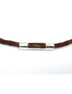 Lot de 5 Perles tube passant 34,2mm en métal argenté...