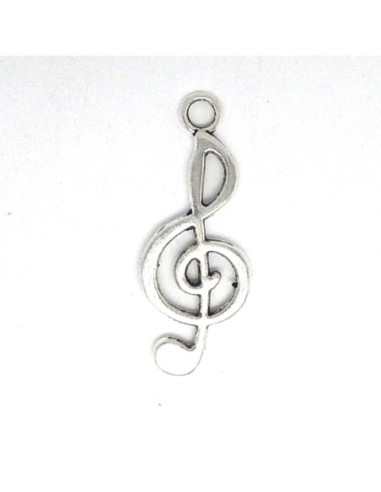 Petit Pendentif note de musique argenté pour création