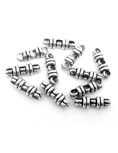 5 Perles connecteur multi rangs 3 Rangs 20mm en métal argenté