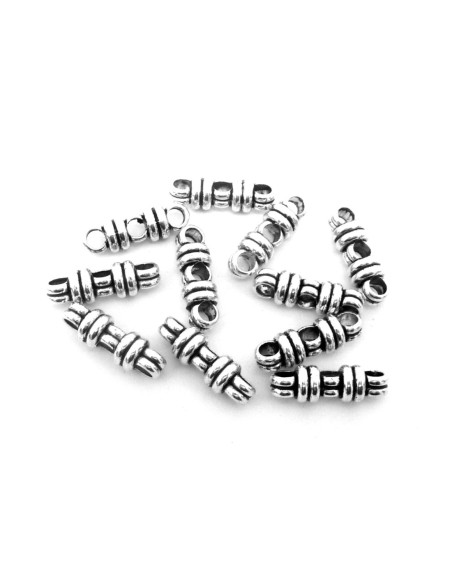 Perle argenté à 3 trous pour cuir de 3mm