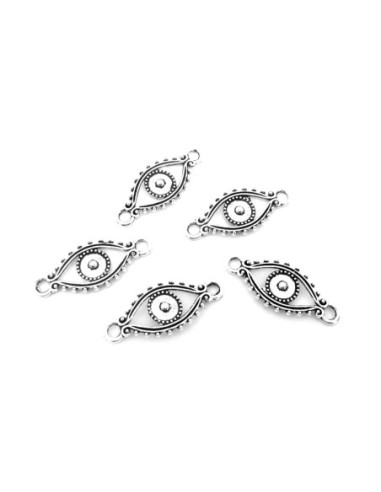 10 Perles connecteur losange 29,7mm en métal argenté légèrement incurvé