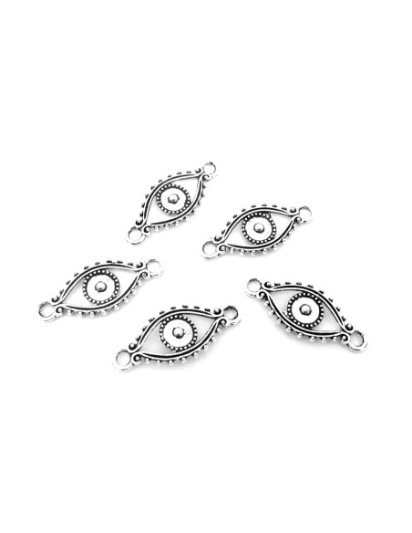 30 Perles connecteur losange 29,7mm en métal argenté légèrement incurvé