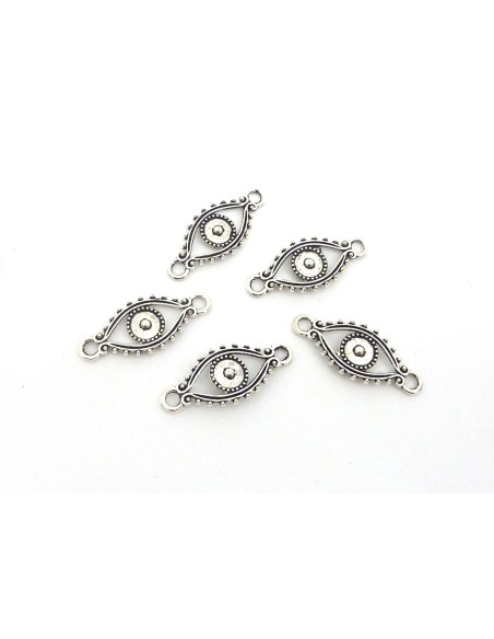 30 Perles connecteur losange 29,7mm en métal argenté légèrement incurvé