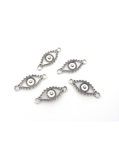 30 Perles connecteur losange 29,7mm en métal argenté légèrement incurvé