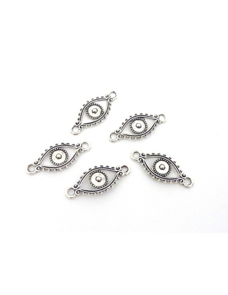 30 Perles connecteur losange 29,7mm en métal argenté légèrement incurvé