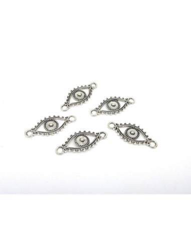 30 Perles connecteur losange 29,7mm en métal argenté légèrement incurvé
