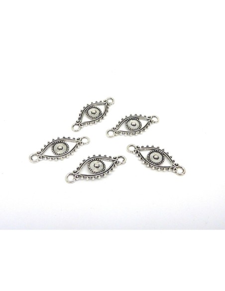 30 Perles connecteur losange 29,7mm en métal argenté légèrement incurvé
