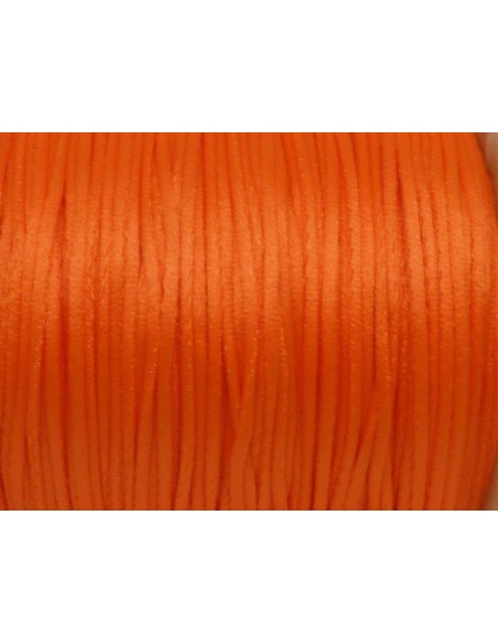 Cordon Queue de rat 1mm orange fluo brillant satiné